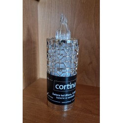 Srebrna świeca LED ażur 15 cm kolor zimny biały