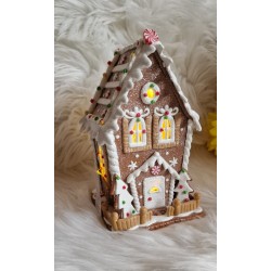 Domek z piernika LED z brokatem 21,2 cm