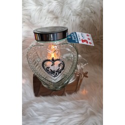 Szklany znicz solarny serce