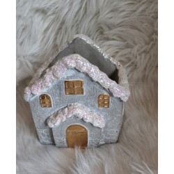 Osłonka doniczka bożonarodzeniowa - betonowy domek