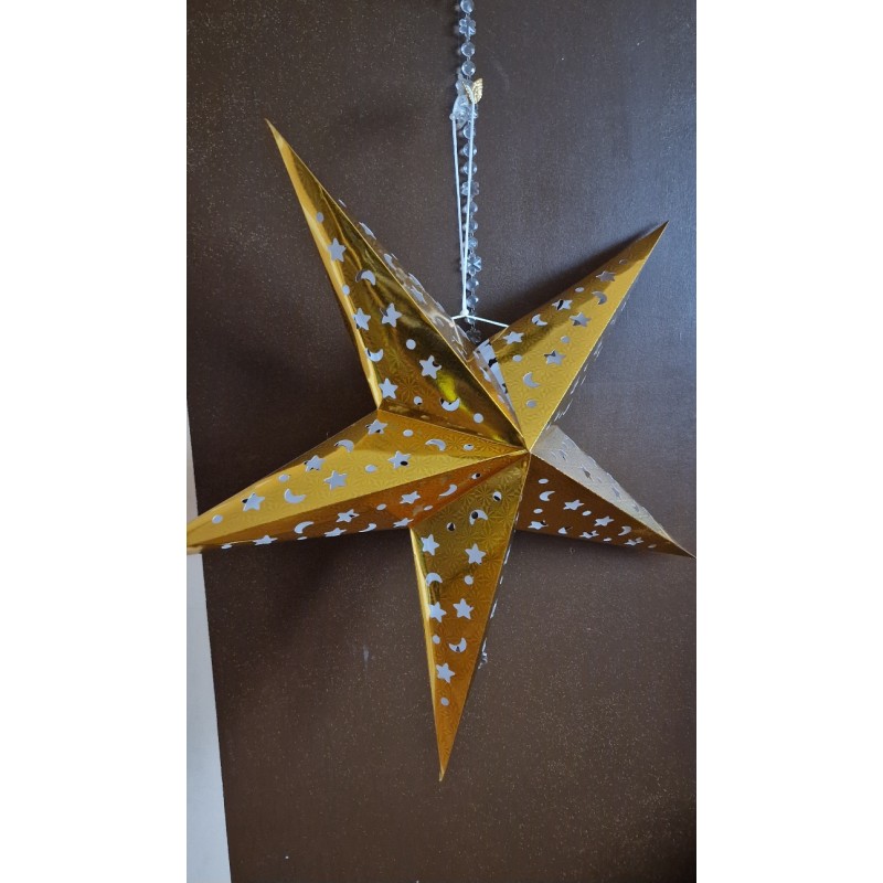 Świąteczna złota błyszcząca papierowa gwiazda średnica ok 84 cm