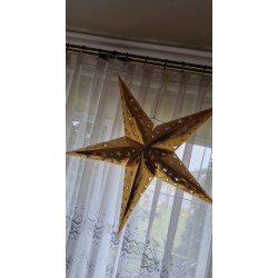 Świąteczna złota błyszcząca papierowa gwiazda średnica ok 84 cm