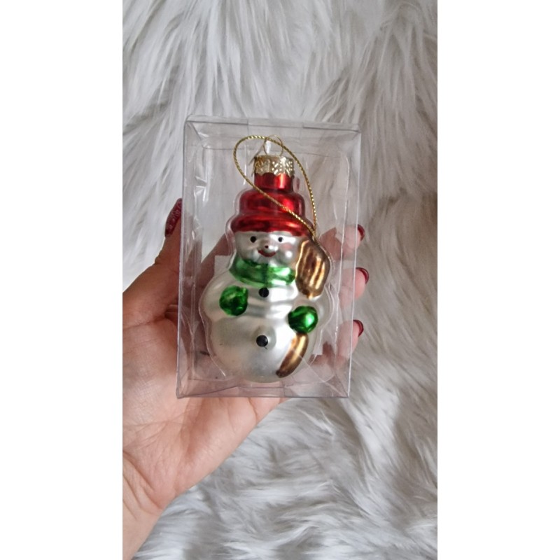 Szklana bombka bałwanek 8 cm