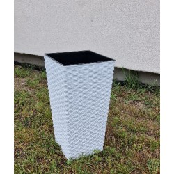 Doniczka Finezja Rattan 18 cm x 18 cm x 36 cm  kolor biały