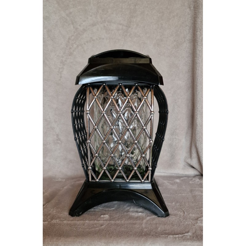 Czarno srebrny znicz z ażurowym zdobieniem romby 31,5 cm