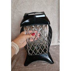 Czarno srebrny znicz z ażurowym zdobieniem romby 31,5 cm