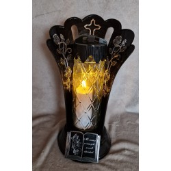 Znicz Artystyczny Z-6 wachlarz - srebrna księga i róża