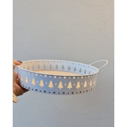 Metalowa okrągła taca świąteczna