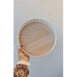 Metalowa okrągła taca świąteczna