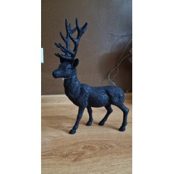 Duży brokatowy czarny renifer 39 cm