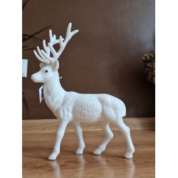 Biały brokatowy renifer 32 cm
