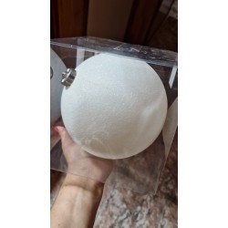 Bombka plastikowa Biała z brokatem średnica 15 cm