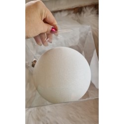 Bombka plastikowa Biała z brokatem średnica 15 cm