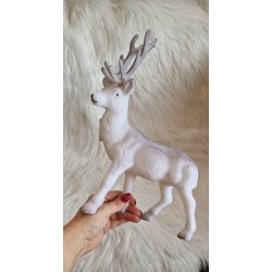 Renifer biało szary z kulkami 27 cm