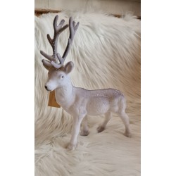 Renifer biało szary z kulkami 27 cm