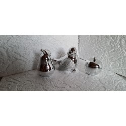 Figurka ceramiczna - srebrny ptaszek Glamour