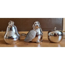 Figurka ceramiczna - srebrny ptaszek Glamour