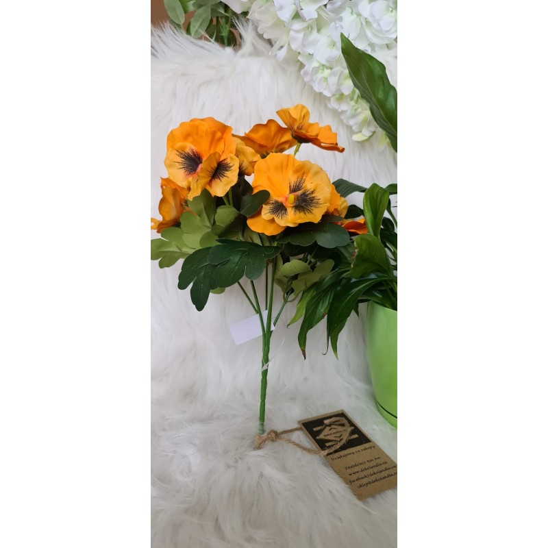 Sztuczne bukiety bratków- kolor pomarańczowy