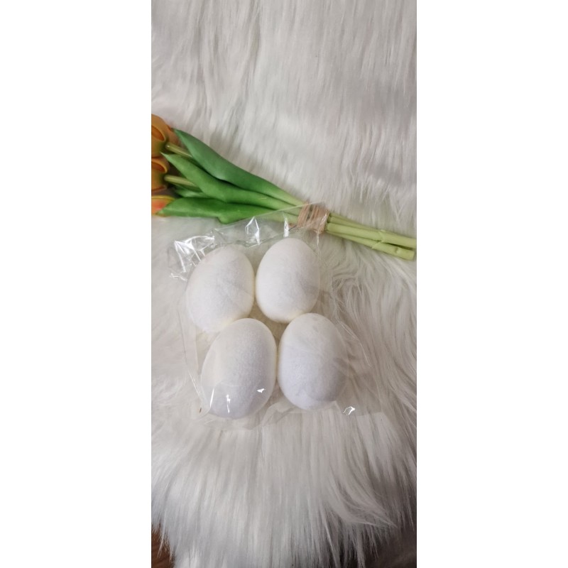 Komplet białe śmietankowe flokowane jajka