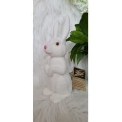 Zając kremowy - biały flokowany 24 cm