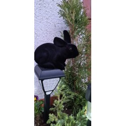 Zając siedzący czarny flokowany 15cm x 12 cm