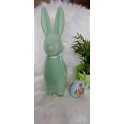 Zając flokowany zielony groszek 40 cm