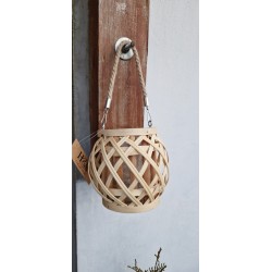 Lampion, latarnia drewniana natural ze sznurkiem