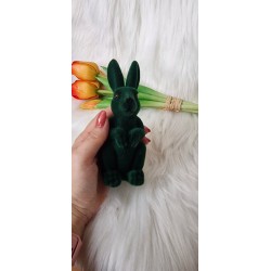 Mały Zając flokowany welurowy kolor butelkowa zieleń 13 m