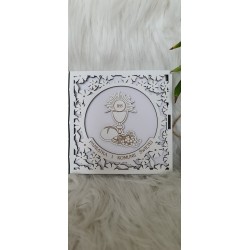 Album ze sklejki karnet pamiątka komunijna kwiatki