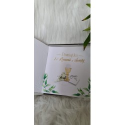 Album ze sklejki karnet pamiątka komunijna kwiatki