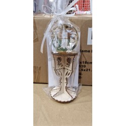 Karnet komunijny kielich, sklejka, pamiątka komunijna hostia listki