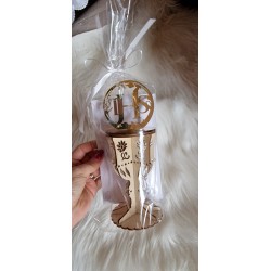 Karnet komunijny kielich, sklejka, pamiątka komunijna hostia listki