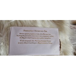 Karnet komunijny kielich, sklejka, pamiątka komunijna hostia listki